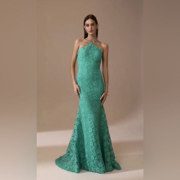 Pronovias Teal Lace Gown